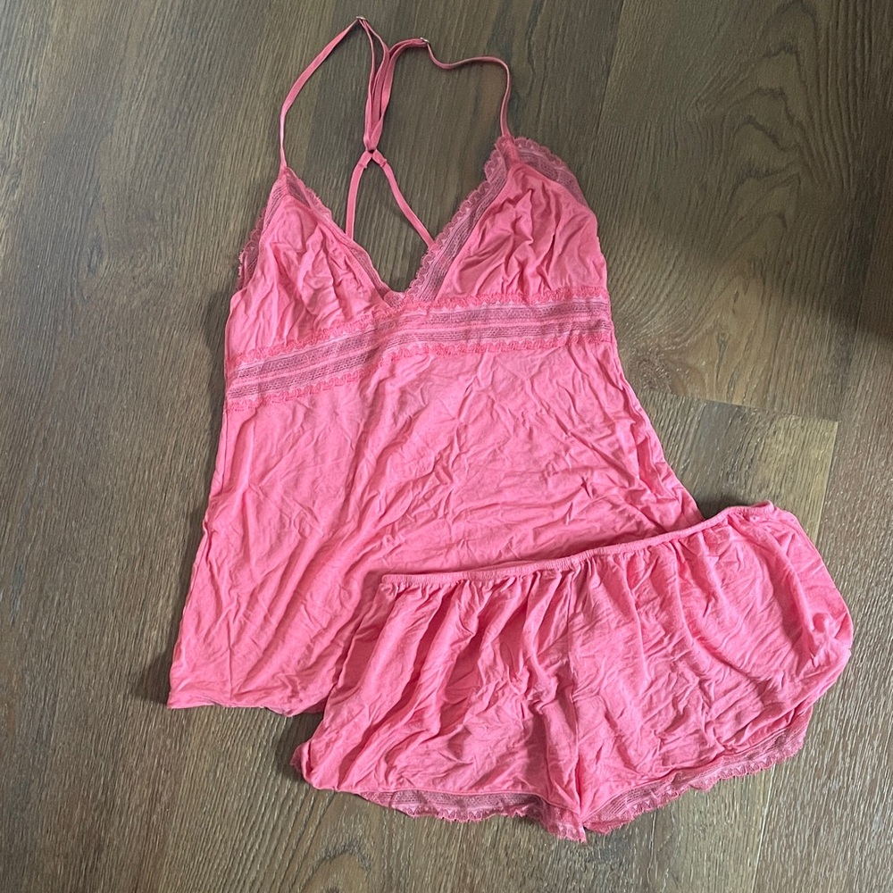 Victoria's Secret Pink Lace Trim Modal Pajama Set